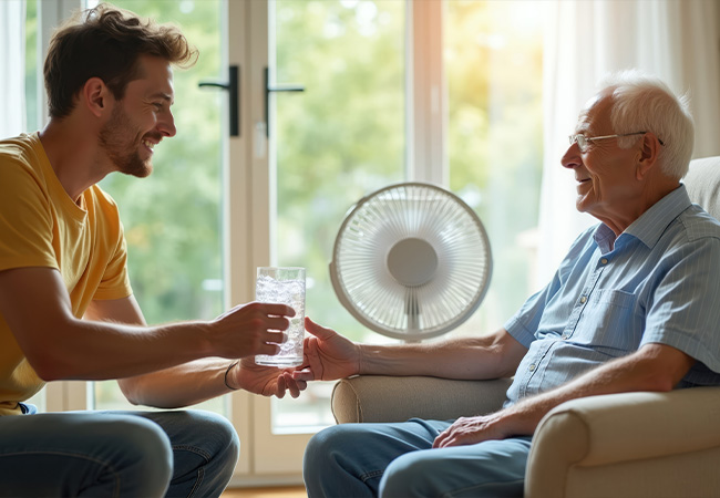 Personne âgée ventilateur avec AD